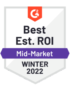 G2 badge Winter 2022 Best EstimatedSite Search ROI Mid-Market