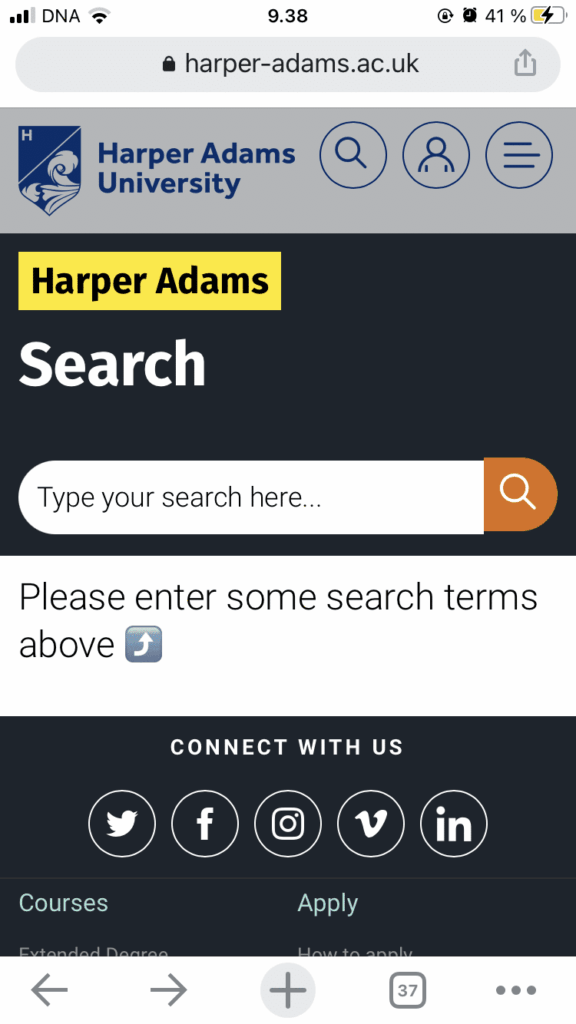 Educational Website Site Search Example: Design and optimize your search for mobile devices