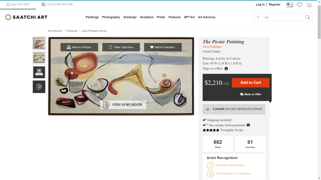 Saatchi Art online gallery has AR feature added to all paintings.