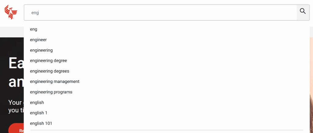 autocomplete in edu website example