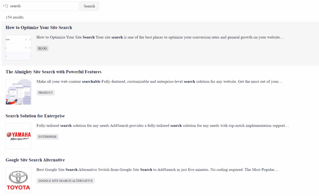 Customizable search UI