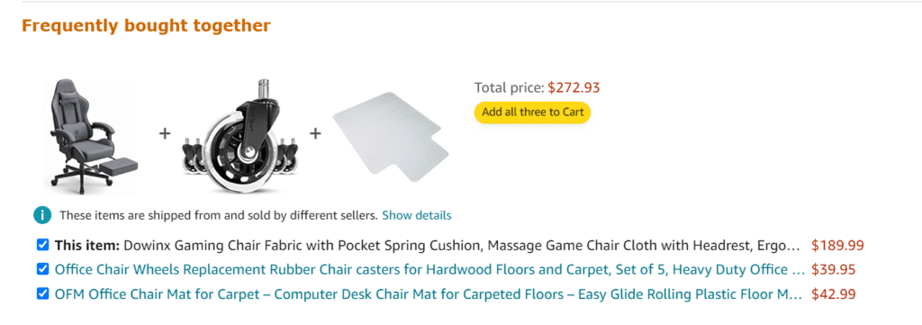 Strategic placement of product recommendations: Product page