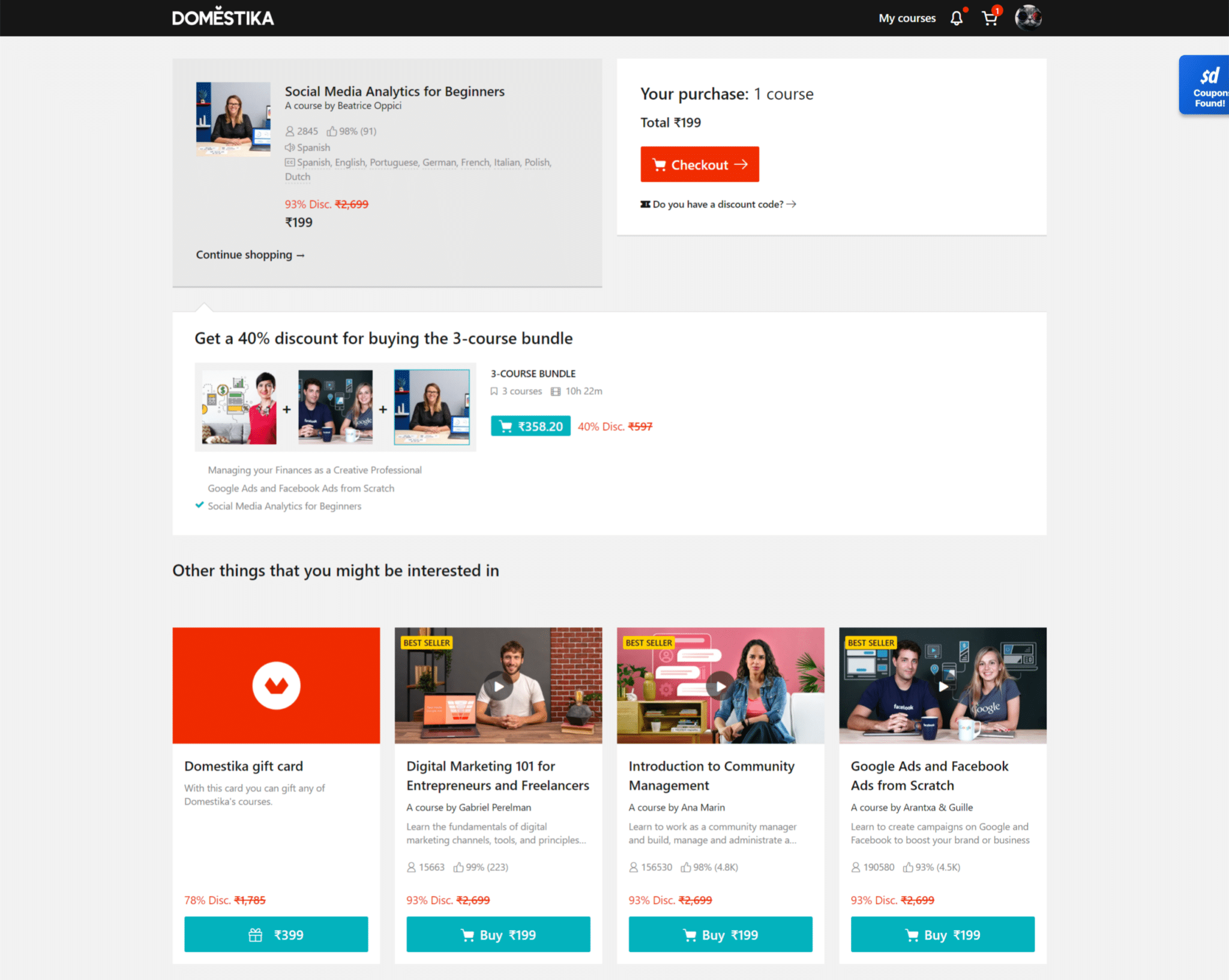 Strategic placement of product recommendations: Checkout