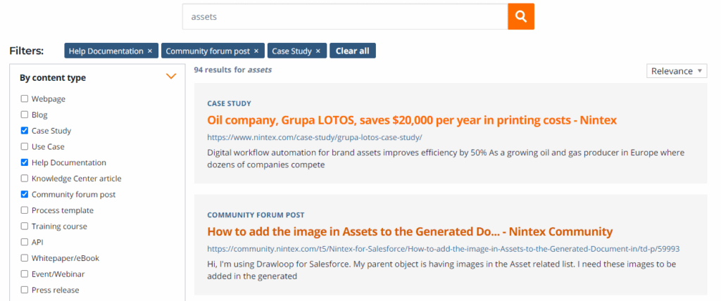 Nintex API search across sources