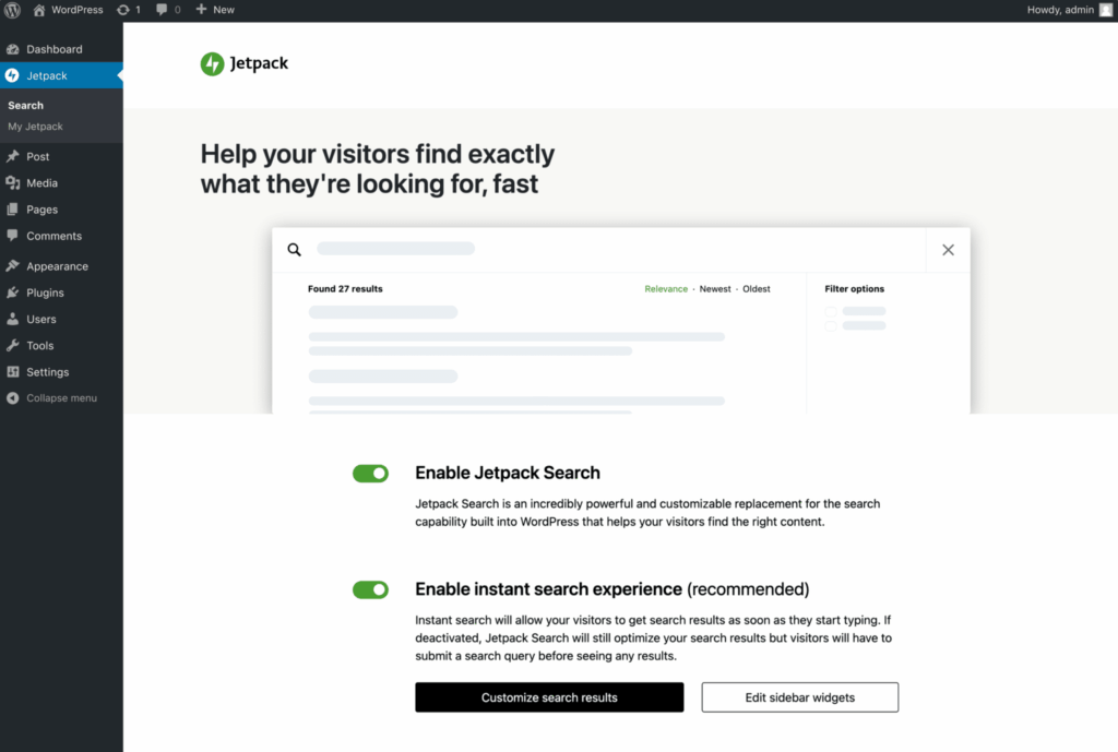 WordPress Search Plugin 6: Jetpack Search
