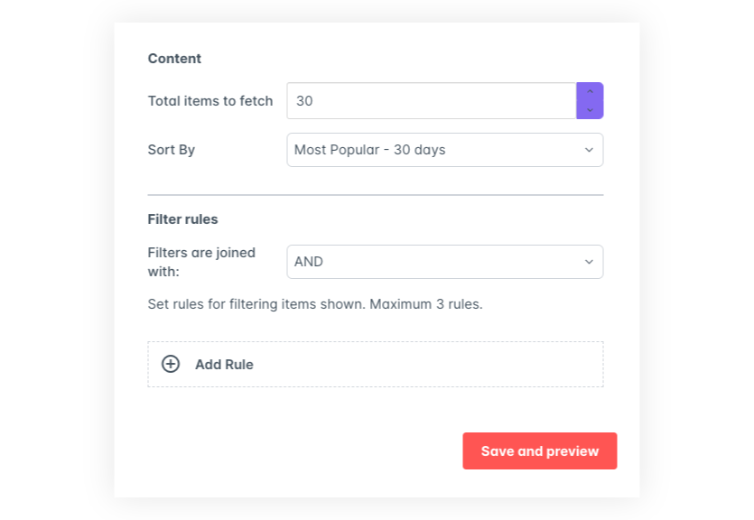 AddSearch Recommend Content and Filtering UI.