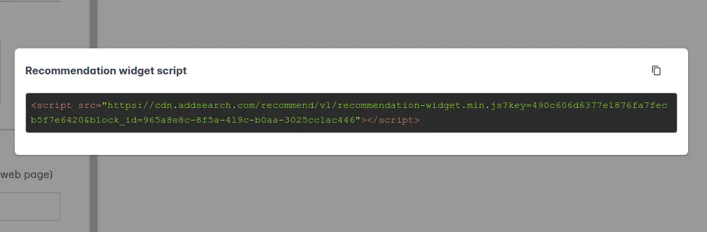 AddSearch recommendation widget