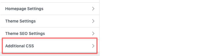 Picture of Additional CSS link in Customize WordPress page.